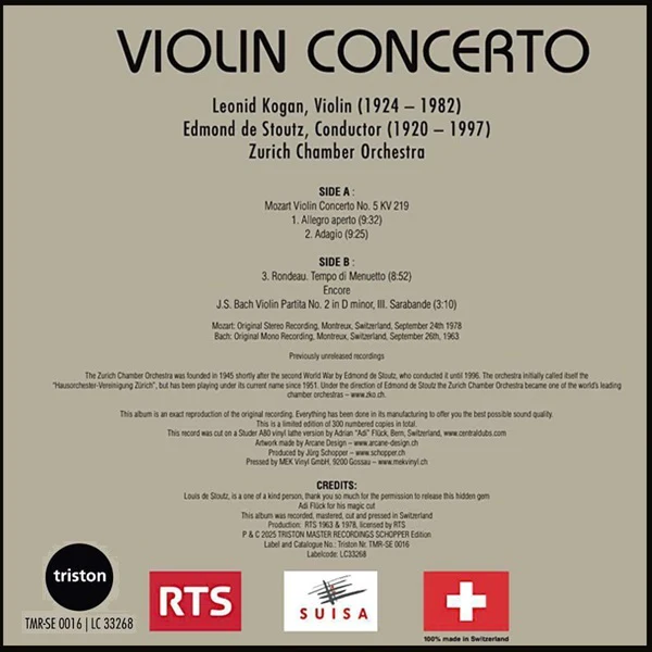 Leonid Kogan - Edmond De Stoutz - Violin Concerto - Volume 7